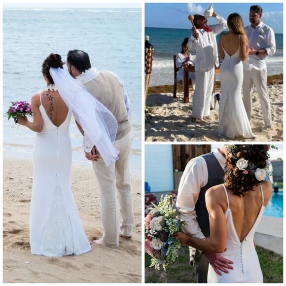 Lulus Taliana White Lace Button Back Maxi Wedding Dress L - Picture 10 of 13